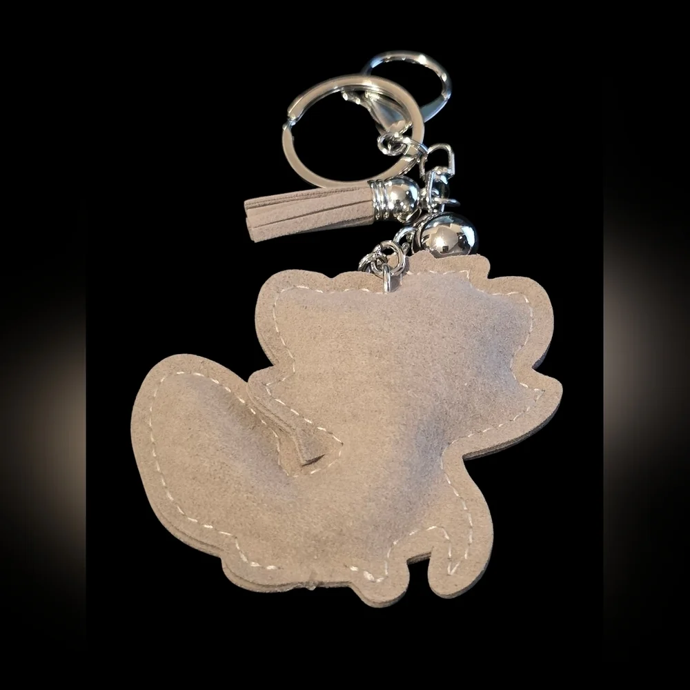 Rhinestone Raccoon Bag Charm / Keychain with Pink Bow